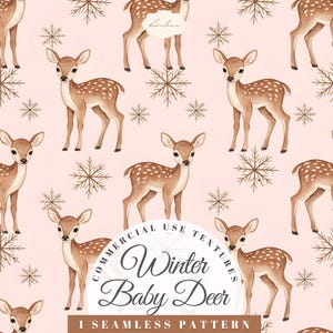 Ciervo bebé de invierno: Patrón navideño sin costuras, papel digital vintage, fondo navideño, acuarela, estampado para tela de guardería, envoltorio de regalo rosa png
