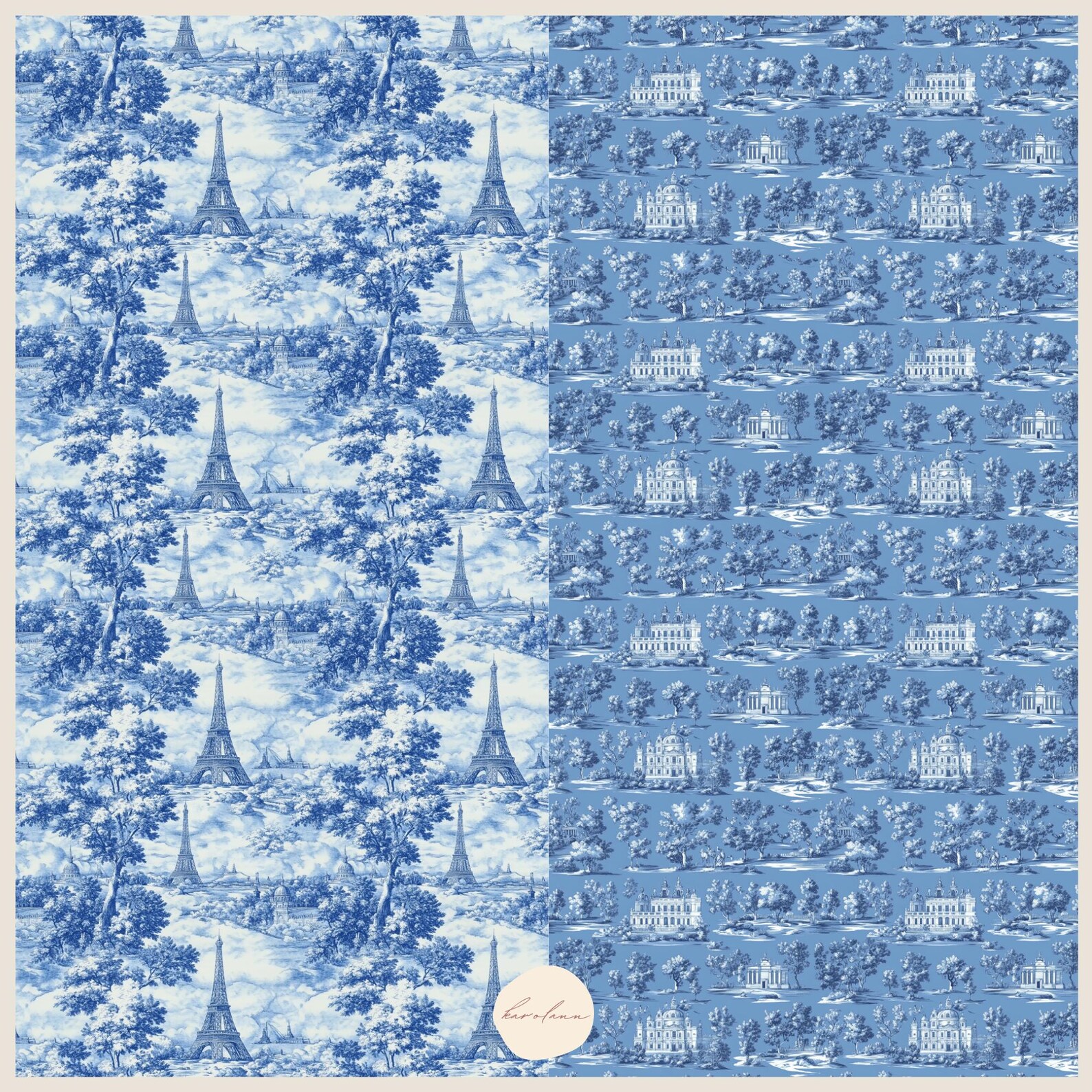Blue Toile French De Jouy Digital Paper Chinoiserie Vintage Floral ...