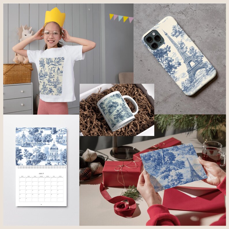 Blue Toile French De Jouy Digital Paper Chinoiserie Vintage Floral ...
