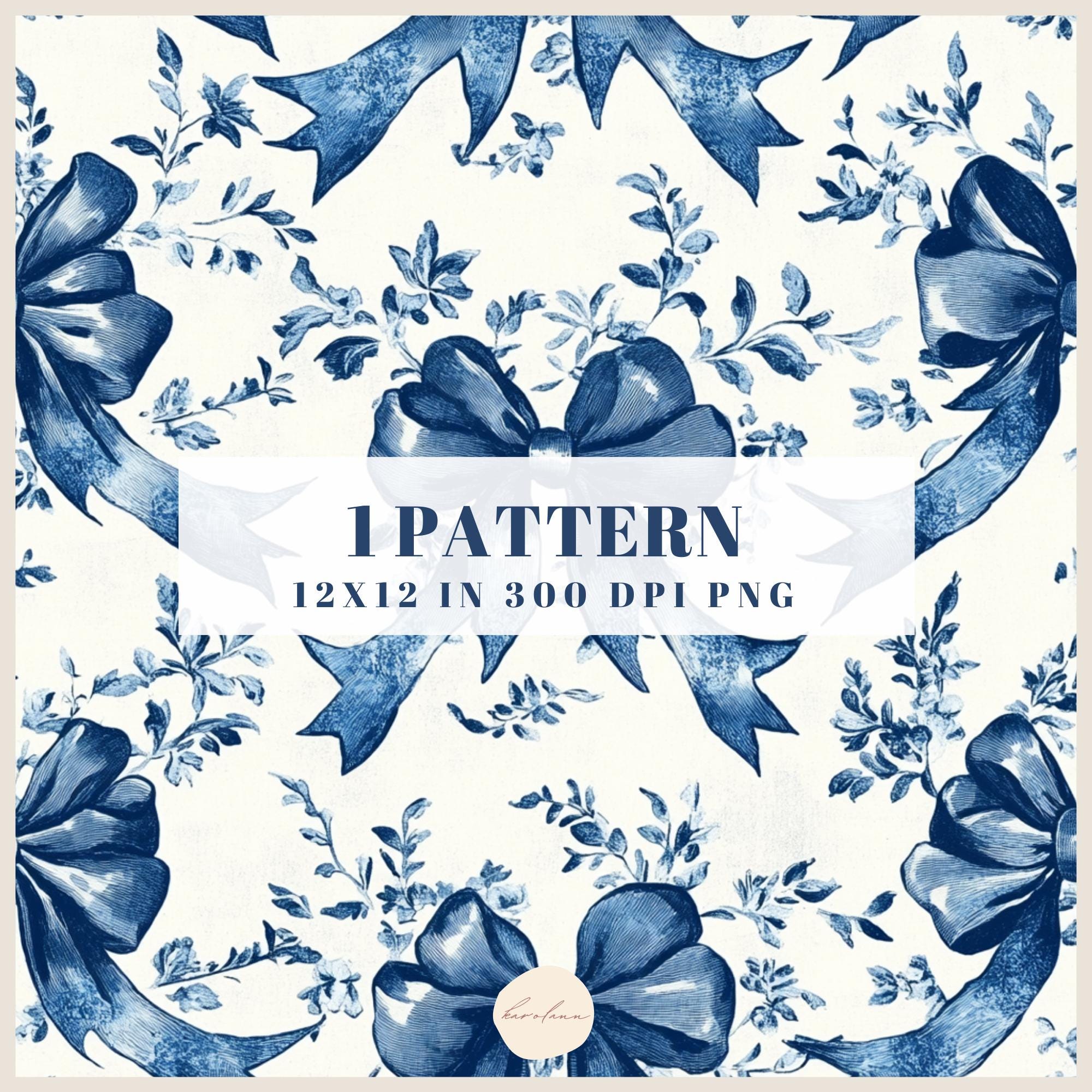 Blue Toile Bows De Jouy Digital Paper Chinoiserie Vintage Floral ...