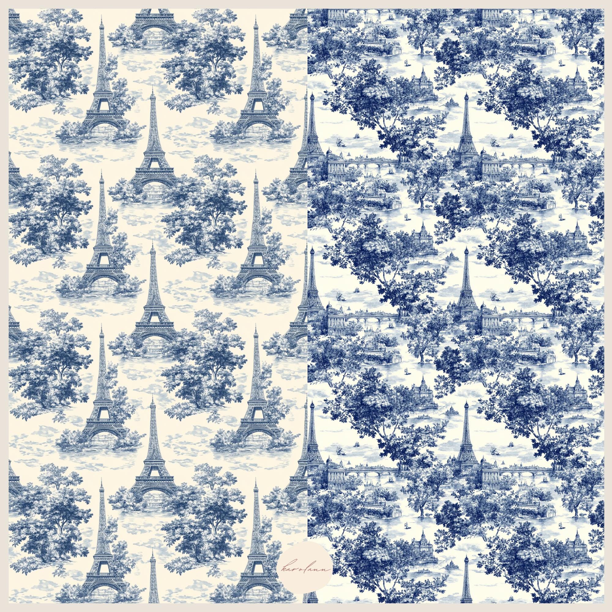Blue Toile French De Jouy Digital Paper Chinoiserie Vintage Floral ...