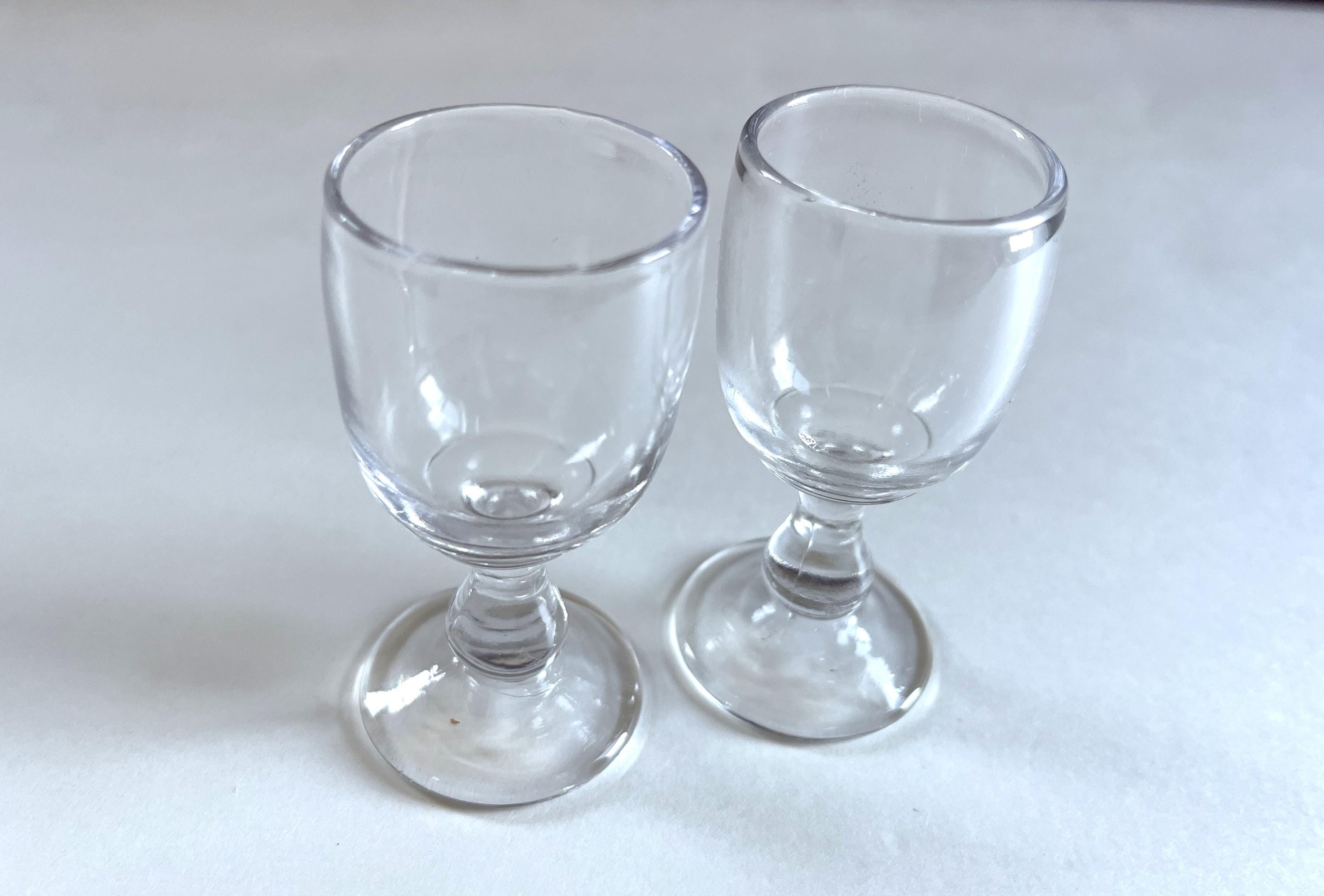 Vintage Glassware Miniature Liqueur Aperitif Cordial Drinking Glasses Barware Set of Two Midcentury Goblets