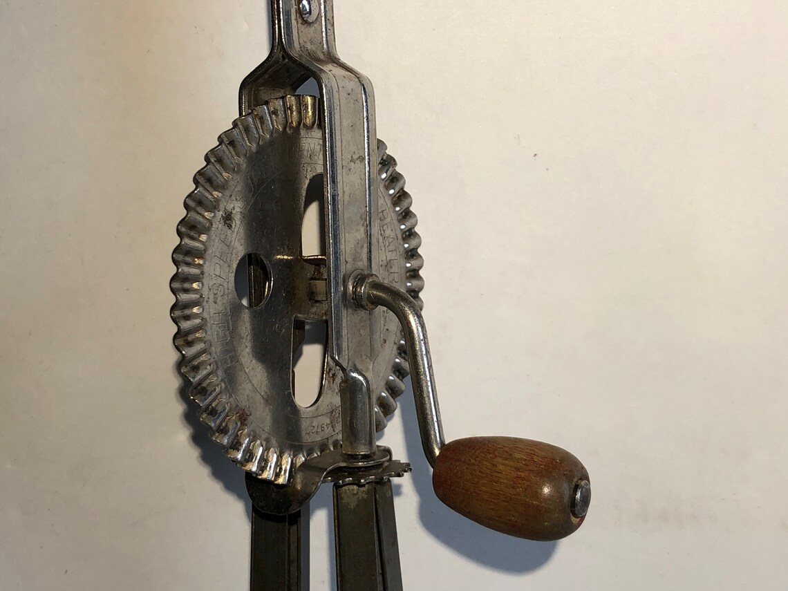 Vintage EKCO Hand Mixer Stainless Steel 1940s Red Handled Etsy