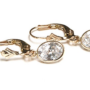 Solid 9ct Gold Cubic Zirconia Lever Back Drop Dangly Earrings with FREE Gift Box