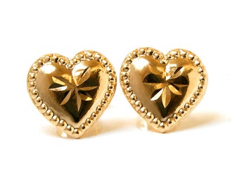 9ct Gold Beaded Heart Studs Earrings Gift Boxed Made in UK Birthday Gift