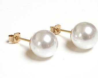 9ct Gold Pearl Ball Stud earrings 8mm Pearl with FREE Gift Box