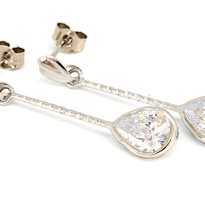 9ct White Gold CZ Drop Earrings