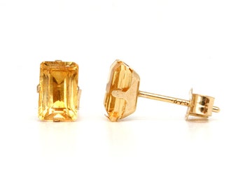 9ct Gold Citrine Studs Earrings With FREE Gift Box