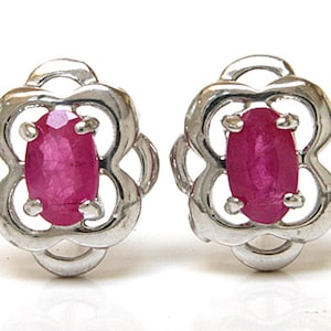 925 Sterling Silver Celtic style Ruby Stud Earrings with FREE Gift Box