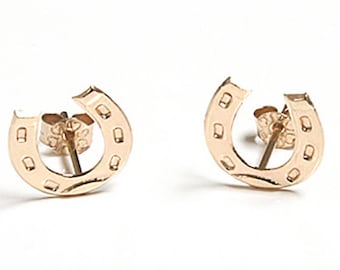 Solid 9ct Gold Horseshoe Stud earrings with FREE Gift Box