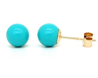 Gorgeous 925 Sterling Silver TURQUOISE Pear Button Ball Stud Earrings Gift Boxed Gorgeous 925 Sterling Silver TURQUOISE Pear Button Ball Stud Earrings Gift Boxed