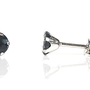 Solid 9ct White Gold Sapphire 4mm Stud Earrings with FREE Gift Box