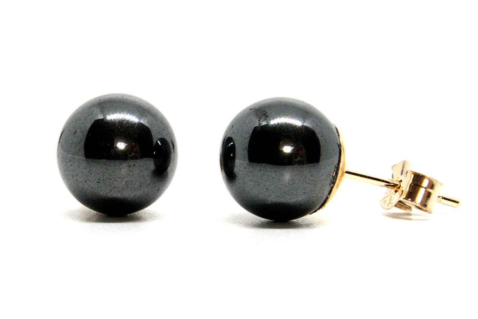 9ct Gold Hematite Ball Studs Earrings 8mm Gift Boxed Made in Etsy