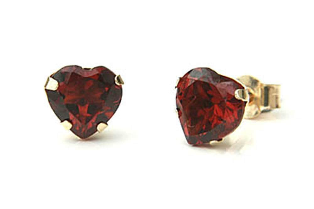 Solid 9ct Gold 5mm Garnet Love Heart Stud Earrings With FREE - Etsy UK