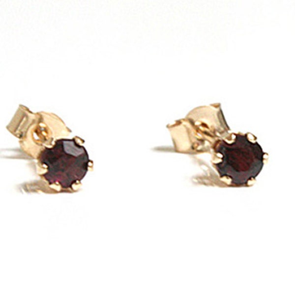 Solid 9ct Gold 3mm Garnet Round Stud earrings with FREE Gift Box