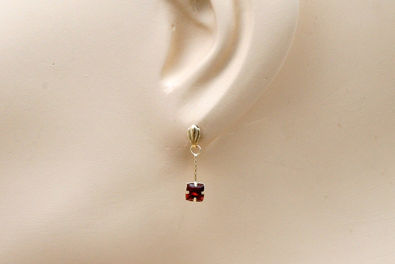 9ct Gold Garnet Heart Drop dangly earrings Gift Boxed Made in UK