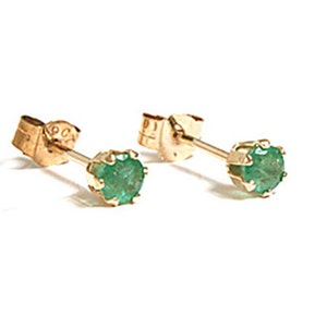 Solid 9ct Gold Small Emerald Stud earrings with FREE Gift Box