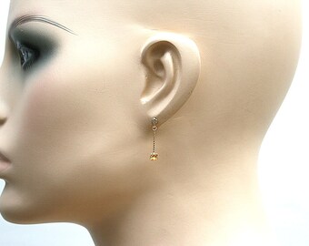 9ct Gold marquise Citrine Drop dangly earrings Gift Boxed Made in UK 