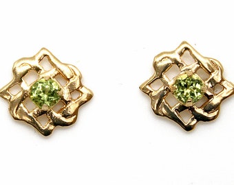 9ct Gold Peridot Celtic Studs Earrings