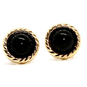 Black Onyx Studs Earrings in 9ct gold with FREE Gift Box
