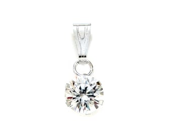 9ct White Gold round Cubic Zirconia Pendant, no chain, with FREE gift box