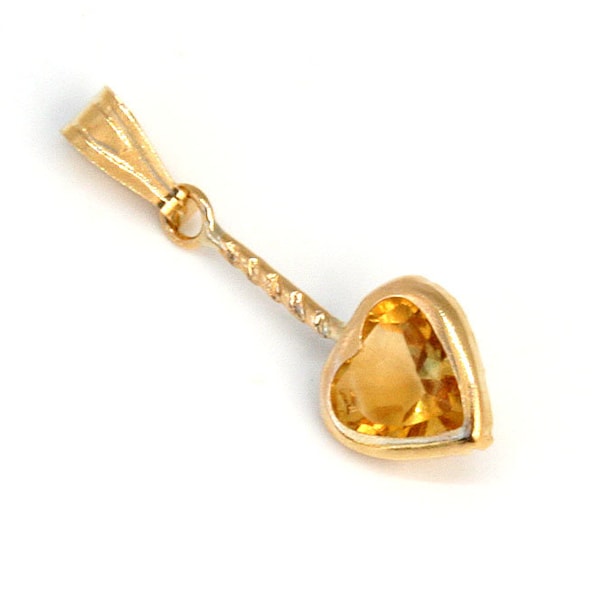 9ct Gold Citrine Heart necklace Pendant no chain Gift Boxed Made in UK Xmas