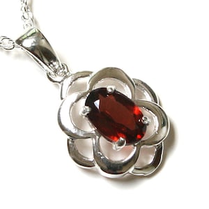 Solid Sterling Silver Garnet Celtic pendant necklace and chain with FREE gift box