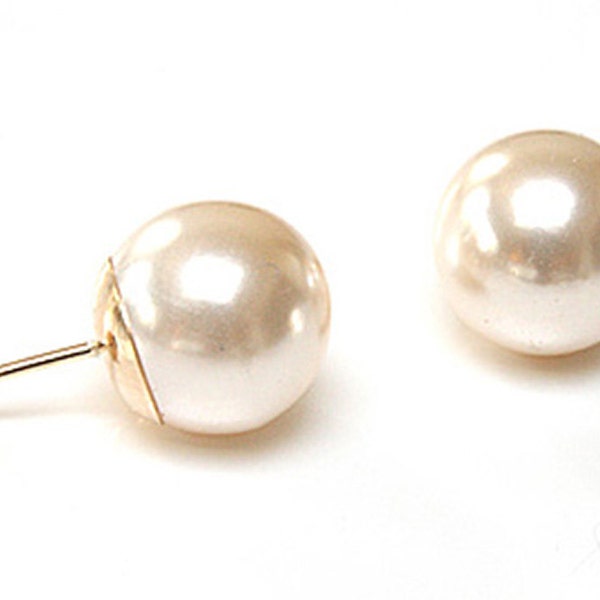 Solid 9ct Gold Pearl Ball Stud earrings 10mm Pearl with FREE Gift Box