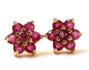 9ct Gold Ruby cluster studs earrings with FREE Gift Box