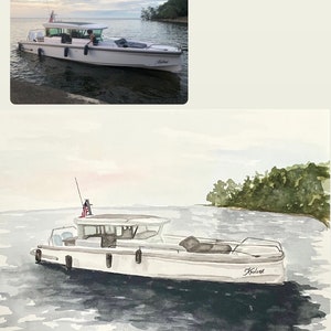 Custom Watercolor Boat Painting
