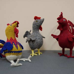 ROOSTER AND HEN - knitting pattern, not finished toy
