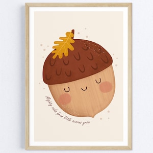 Acorn nursery printable, woodland nursery wall art, gender neutral nursery decor, minimalist baby room art, nature inspired nursery print