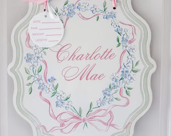 Floral Hospital Door Hanger, Custom Baby Boy or Girl, Personalized Newborn Door Sign, Nursery Décor, Baby Shower Gift, Hospital Room
