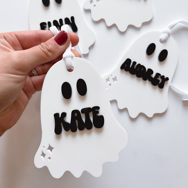 Halloween Ghost Basket Tag, Custom Name Tag For Trick Or Treat Bucket, Boo Basket Tag