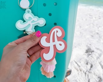 Personalized Bag Charm, Bogg Bag Name Keychain, Beach Tote Name Tag, Bogg Bag Accessory, Bogg Bag Tassel, Backpack Name Tag