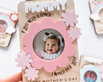 Fridge Flower Magnet, Mother's Day Gift, Photo Frame, Gift for Mom, Mother's Day, Gifts for Her