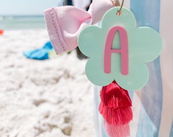 Personalized Bag Charm, Name Beach Tote Tag, Beach Tote, Acrylic Name Keychain, Bogg Bag Tassel, Bestseller