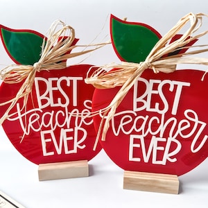 Best Teacher Ever, Mini Apple Sign for Teachers, Gifts for Teachers, Teacher Desk Sign Personalized, Teacher Gift