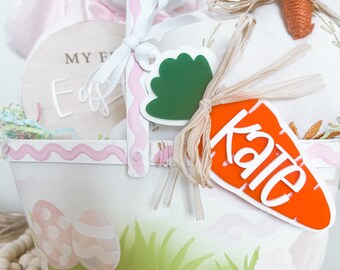 Easter Basket Tags, Tags, Personalized Name Tags, Wooden Tags, Easter Decor, Gift Tags, Carrot Tags