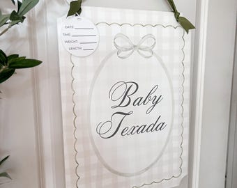 Neutral Hospital Door Hanger, Custom Baby Boy or Girl, Personalized Newborn Door Sign, Nursery Décor, Baby Shower Gift, Hospital Room