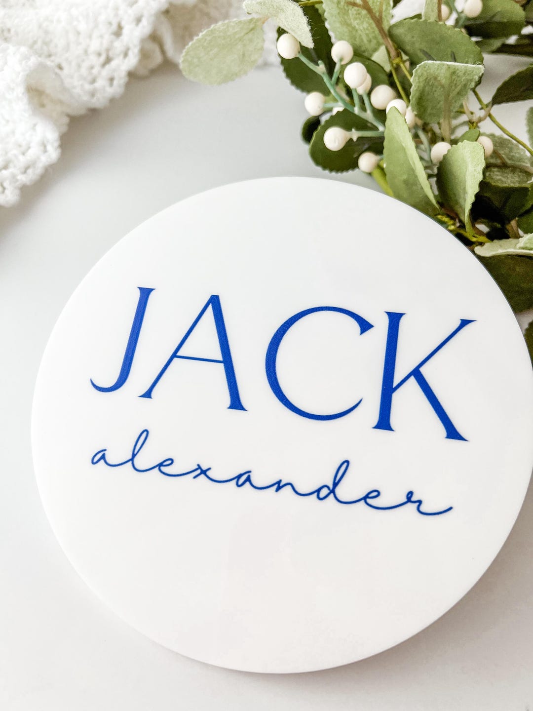 Personalized Baby Name Round – Custom Acrylic Name Sign, Birth ...