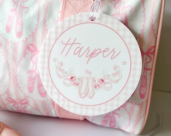 Ballet Dance Bag Tag for Girls – Personalized Recital Gift, Custom Name Tag, Ballerina Backpack Tag, Pink Dance Keychain, Dance Class Favor