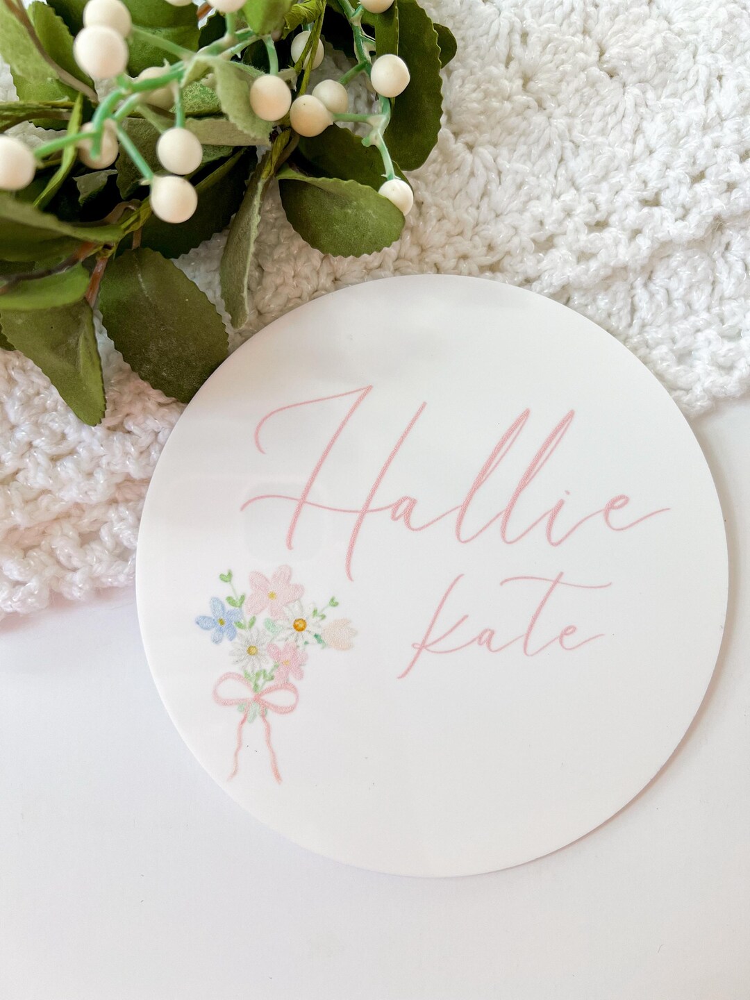 Baby Name Rounds Floral Baby Name Round, Custom Floral Acrylic Name Sign, Birth ...