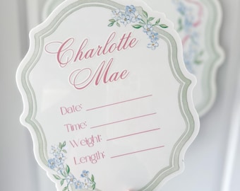 Personalized Name Sign, Custom Acrylic Name Sign, Birth Announcement, Newborn Name Reveal, Baby Shower Gift, Nursery Decor, Baby Stat Sign