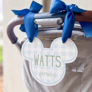 Personalized Stroller Tag, Mouse Ear Name Sign, Theme Park Stroller Tag, Custom Acrylic Tag, Stroller Marker, Vacation Must-Have