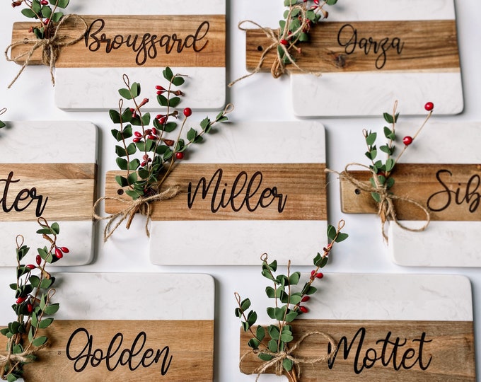 A Wooden Handmade Cutting Board made of birch wood, decorated with ribbon and florals, your girlfriend name engraved will become a unique gift for your girlfriend