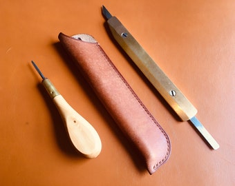 Pen Sleeve 'Ridill' - Badalassi Pueblo Cognac - Leather Pen Slip