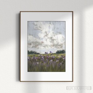 Fine Art Print | vertical landscape | muted colors | winter art | vintage | signed | cotton paper  | soft pastel | &#39;PURPLE FIELDS&#39;