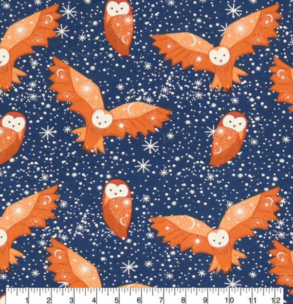 Magical Owl Fabric Wizard Owl Fabric Flannel Harry Potter Etsy