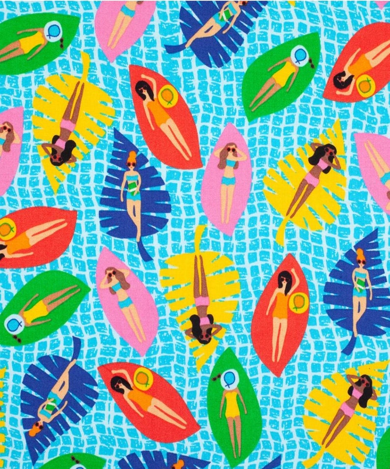 Beach Babe Flannel Fabric Summer Flannel Fabric Beach Etsy